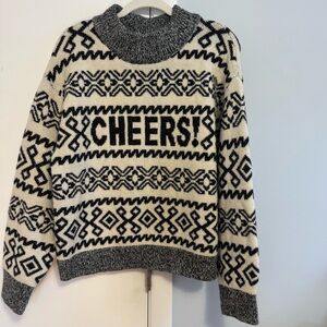 a new day Black and Cream Patterned Cowl Neck Sweater